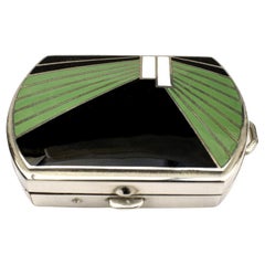 Portacipria da donna in cromo e smalto Art Deco, anni '30