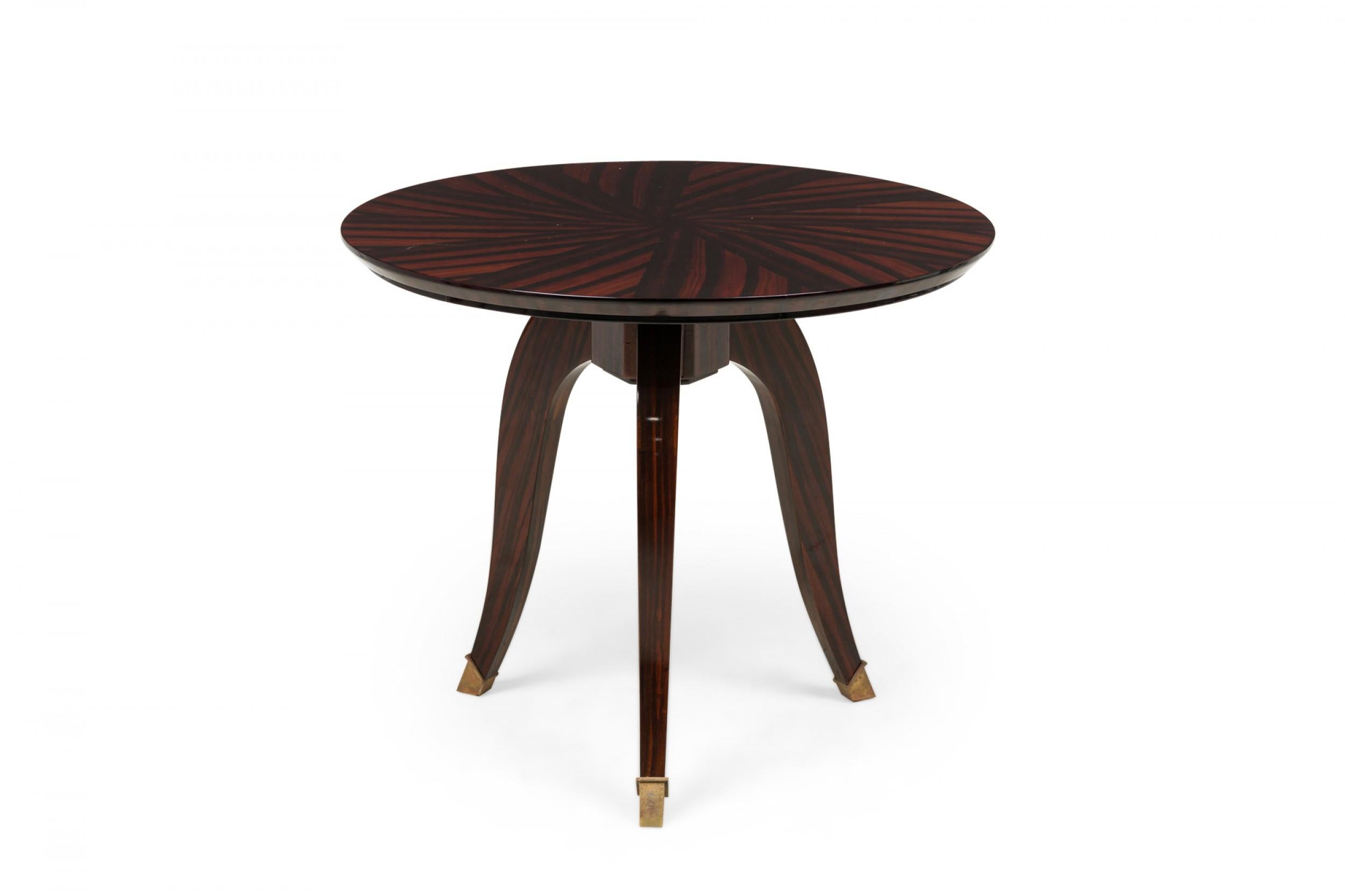 Art Deco French Circular Wooden End / Side Table with Parquetry In Good Condition For Sale In New York, NY