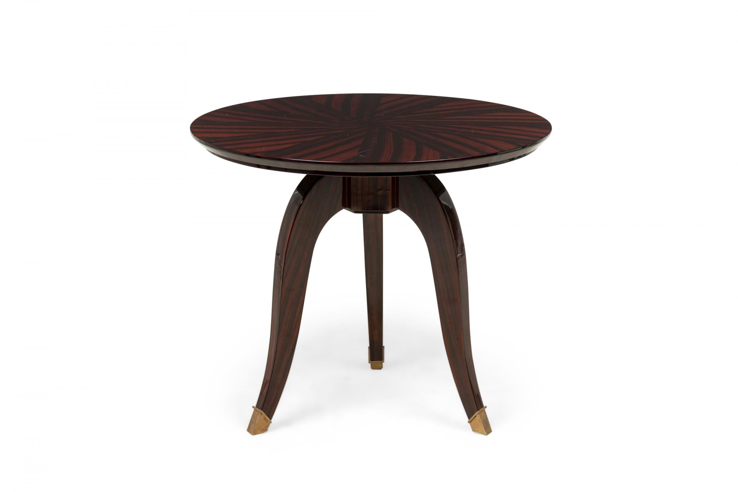 20th Century Art Deco French Circular Wooden End / Side Table with Parquetry For Sale
