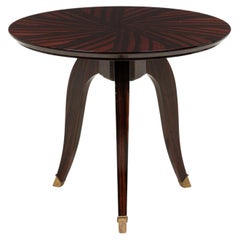 Art Deco French Circular Wooden End / Side Table with Parquetry