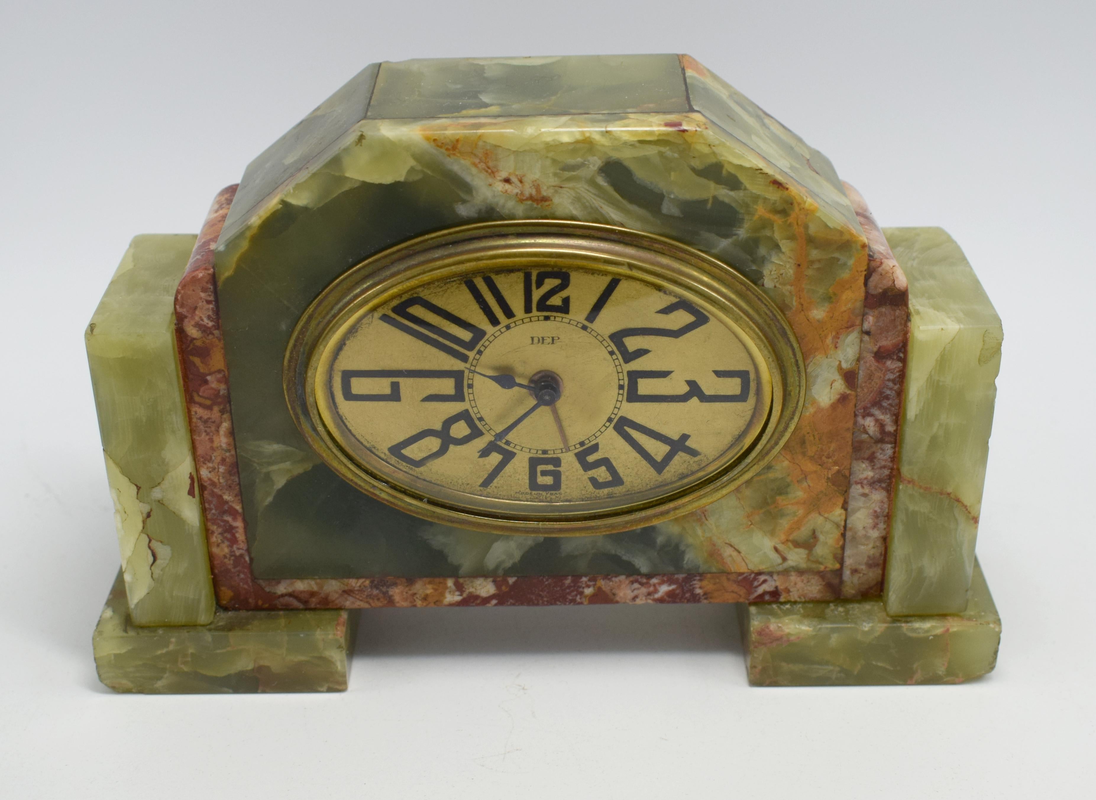 Onyx Art Deco French Clock by Dep, circa 1930s