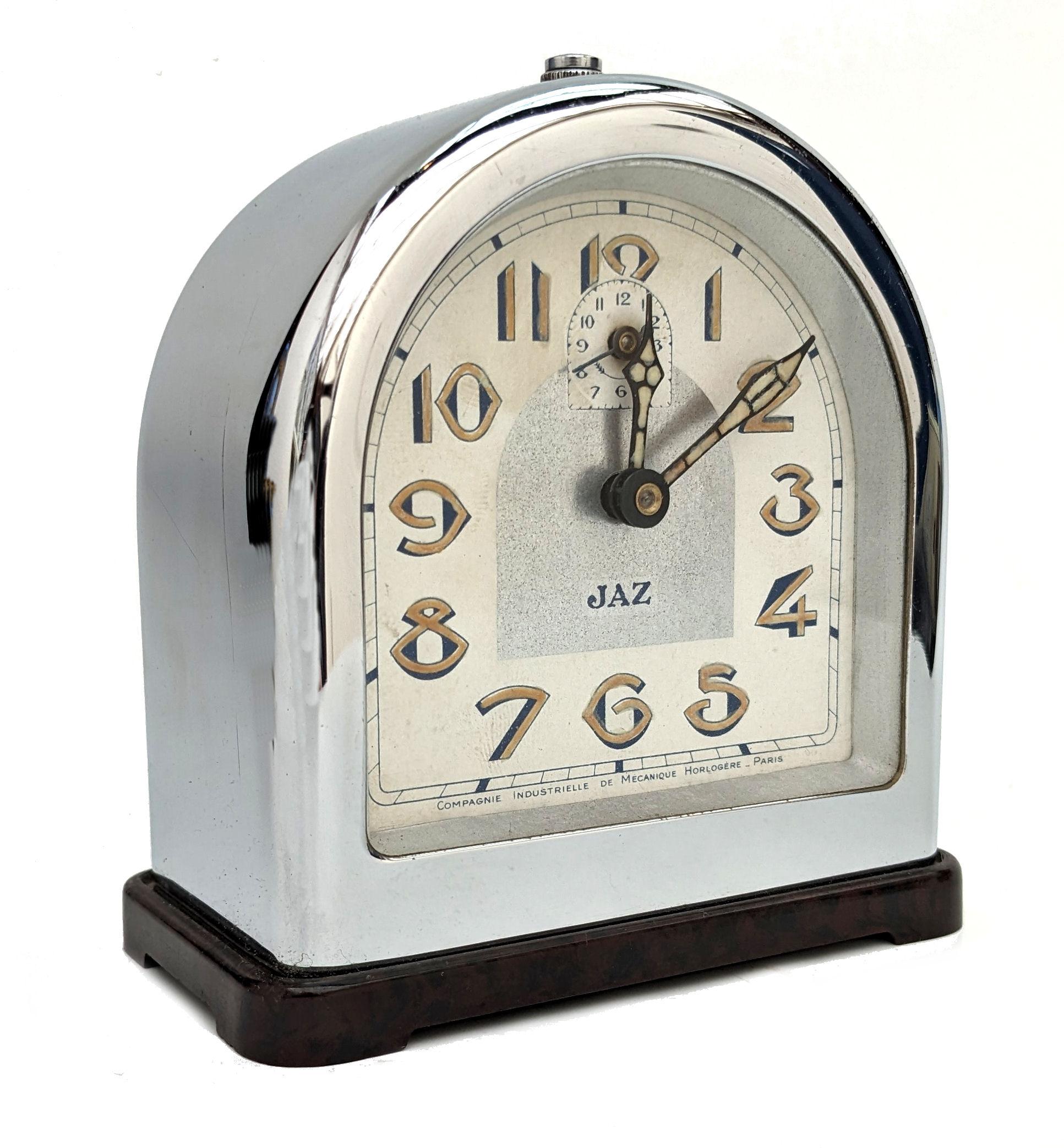 20th Century Art Deco French Clock by Jaz, c1930 For Sale