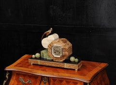 Art Deco French Clock, Onyx and Bronze by F. H. Danvin