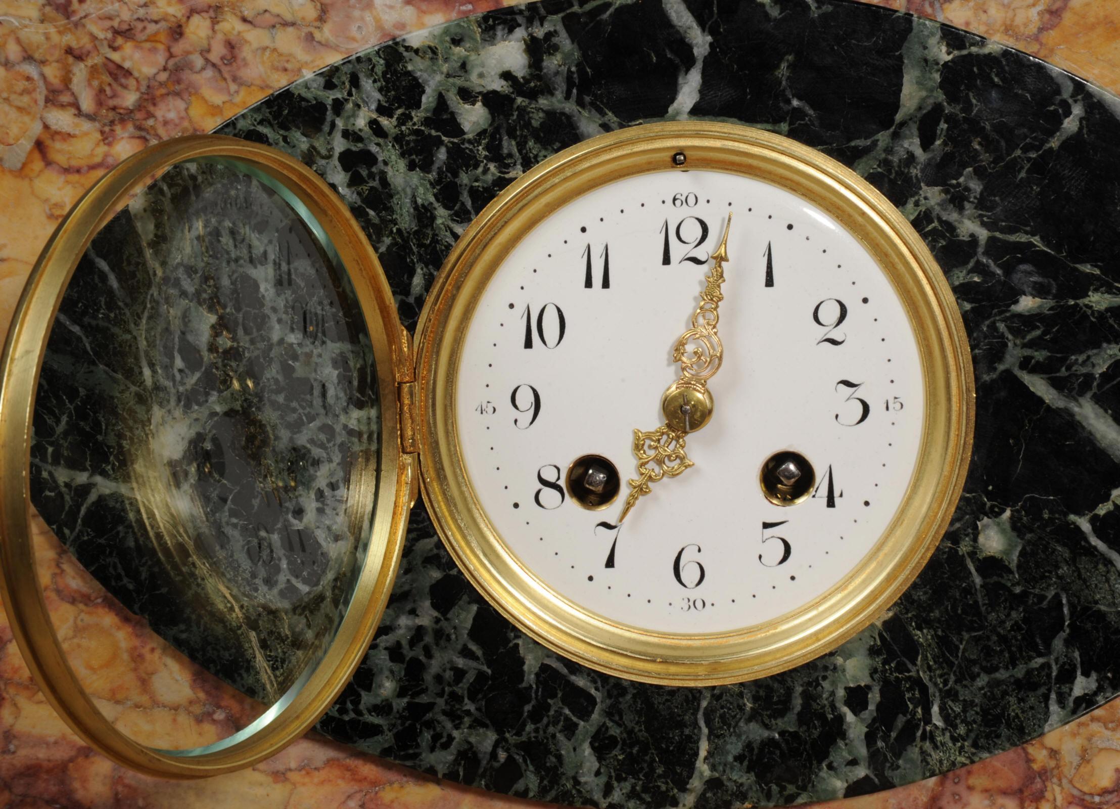 Art Deco French Clock, Reflected Beauty, Fully Overhauled For Sale 9