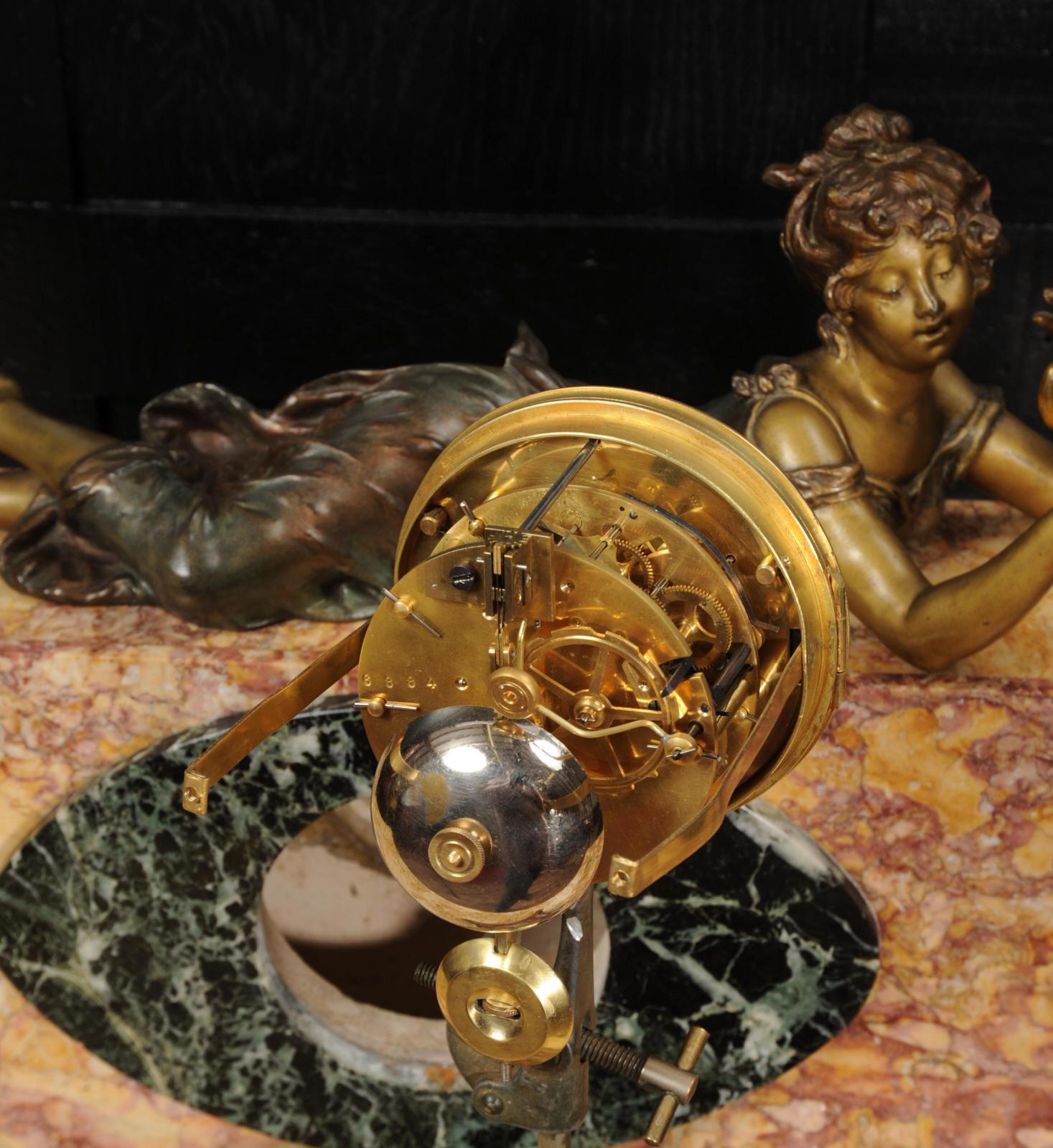 Art Deco French Clock, Reflected Beauty, Fully Overhauled For Sale 10