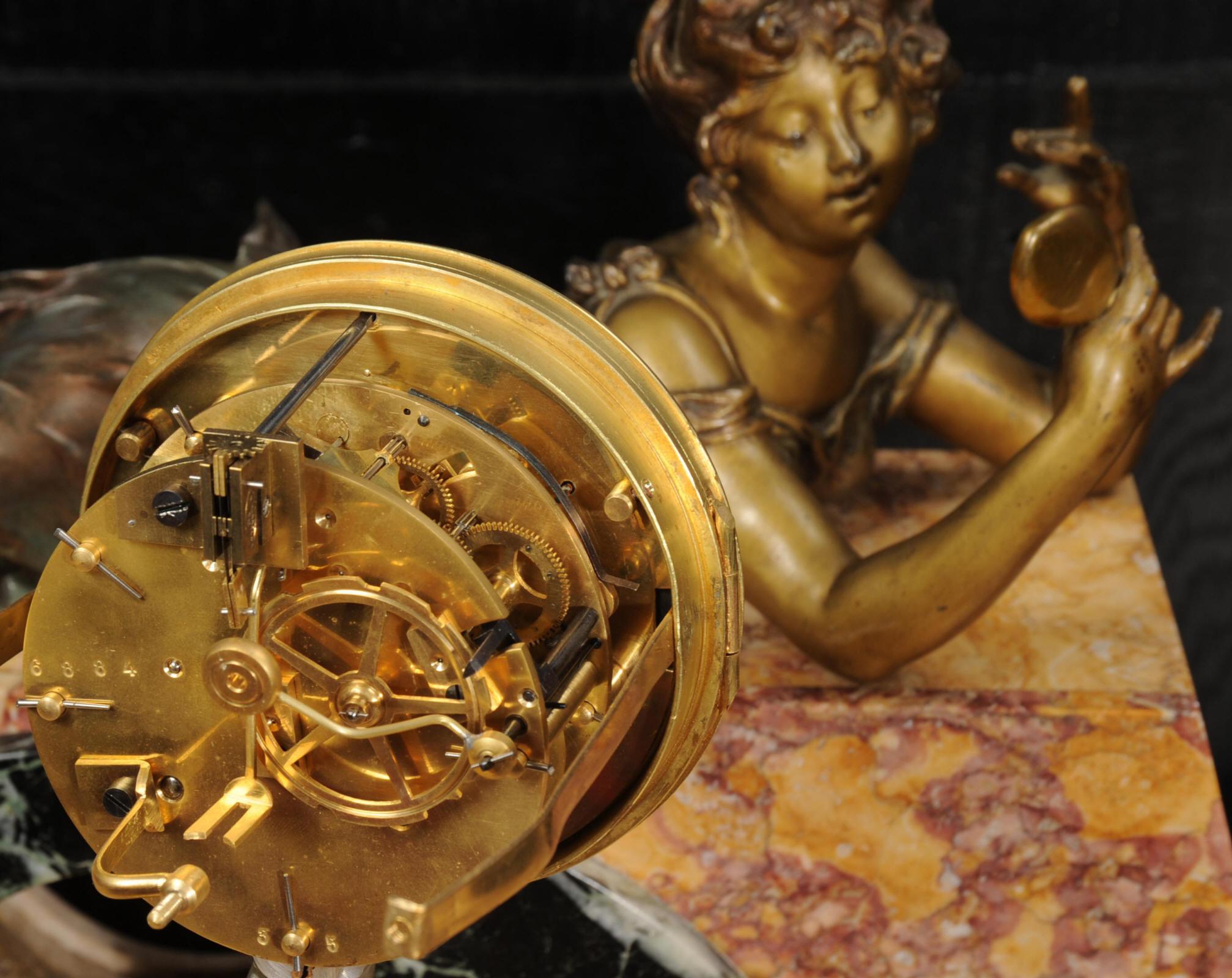 Art Deco French Clock, Reflected Beauty, Fully Overhauled For Sale 11