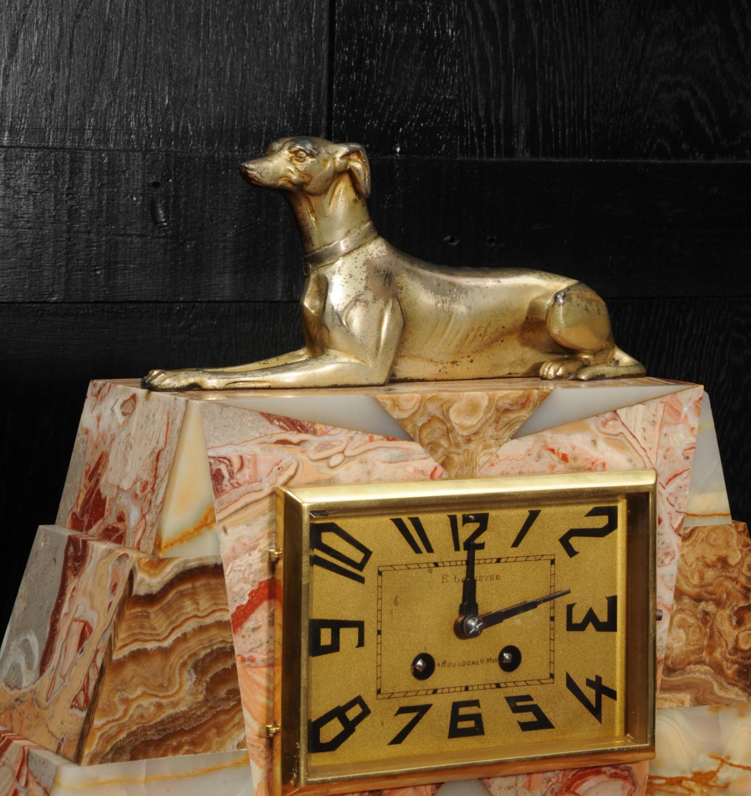 Art Deco French Clock Set, Greyhound For Sale 4
