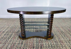 Mesa auxiliar de café francesa Art Decó, caoba, cromo Guéridon, Francia, circa 1930
