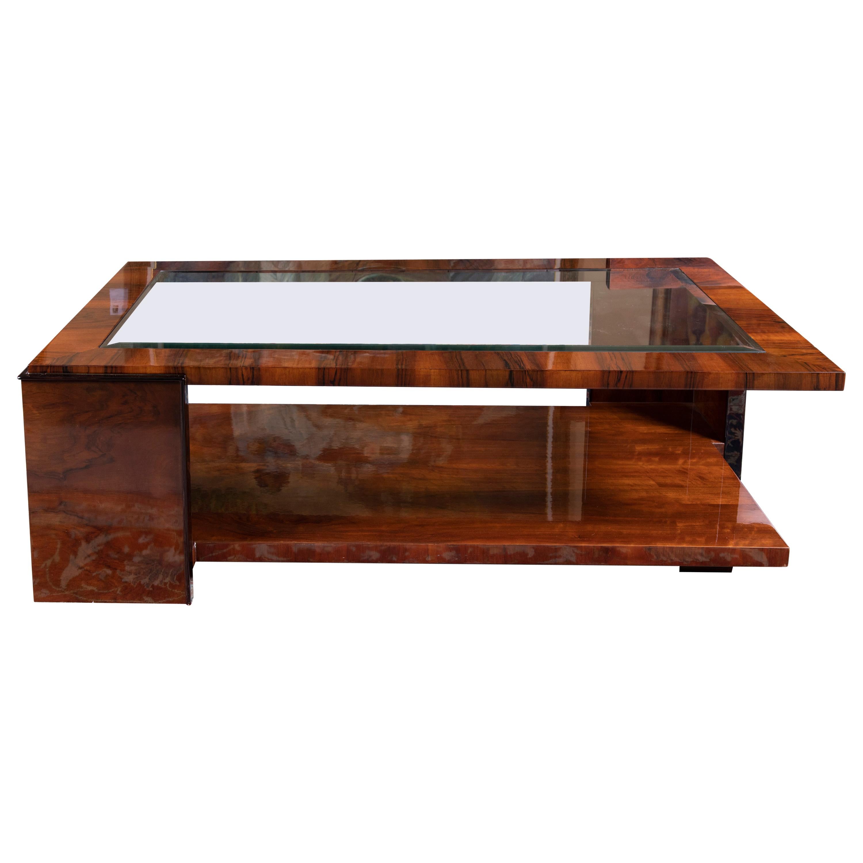 French Art Deco Black Lacquered Parchment Coffee Table For Sale at 1stDibs