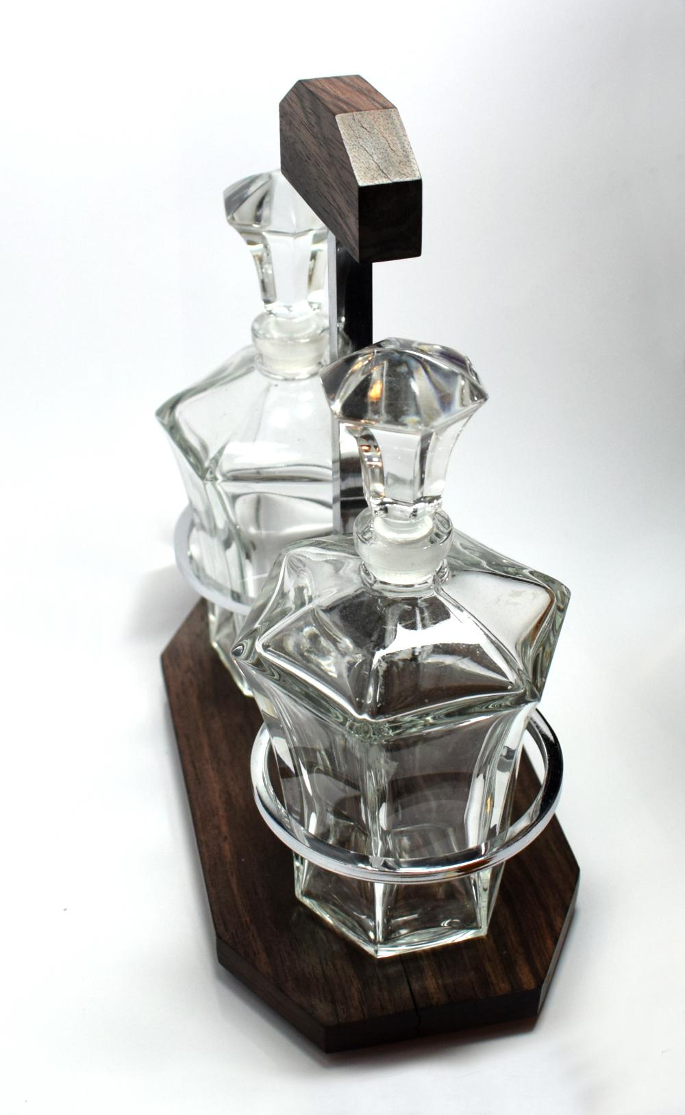 Glass Art Deco French Condiment Set by Jacque Adnet, circa 1930