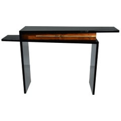 Art Deco French Console in Ebonized Walnut Wood