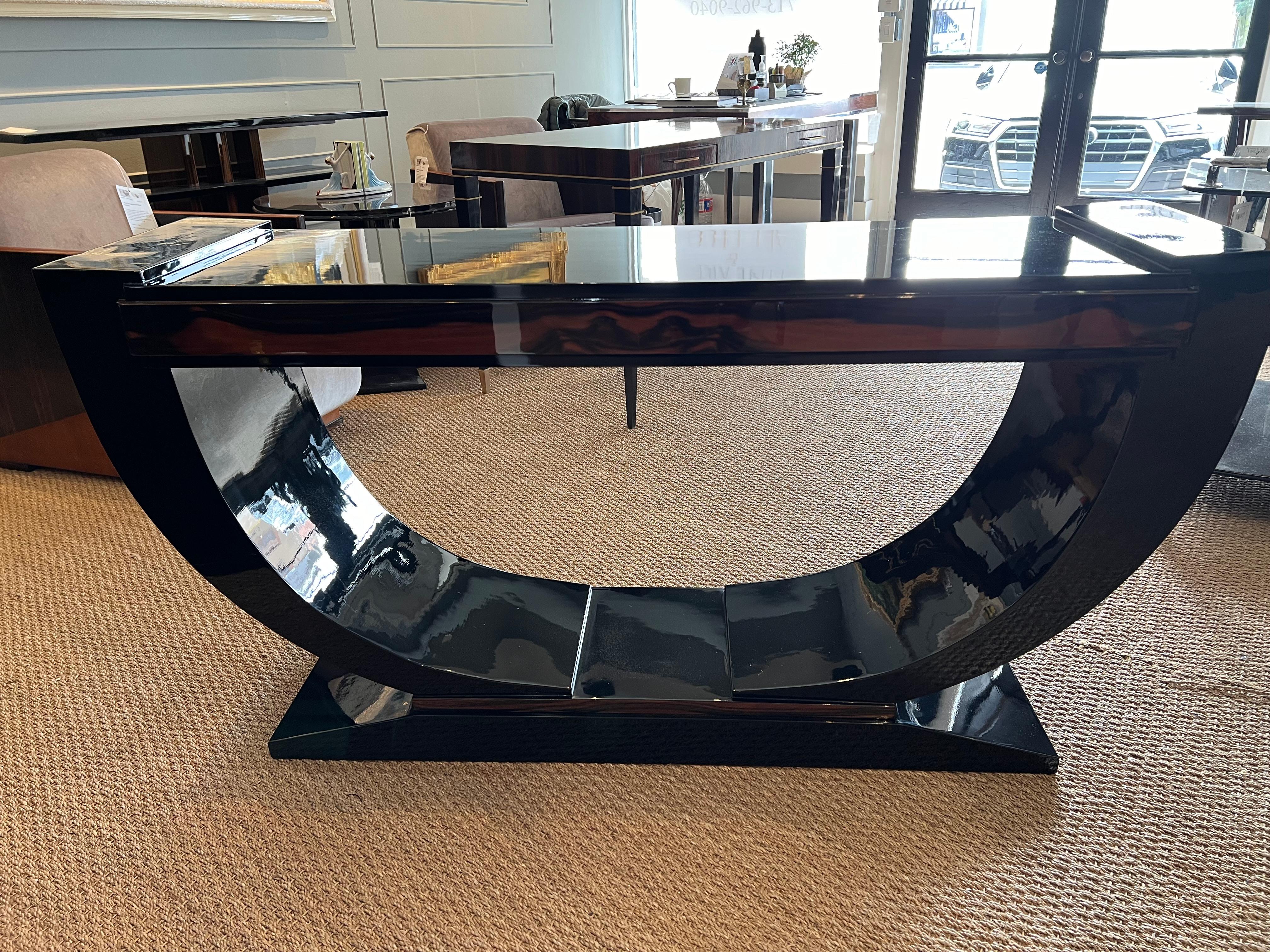 Art Deco French Console in Macassar and Ebony Wood For Sale 9