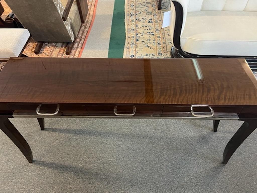 Mid-20th Century Art Deco French Console in Walnut For Sale