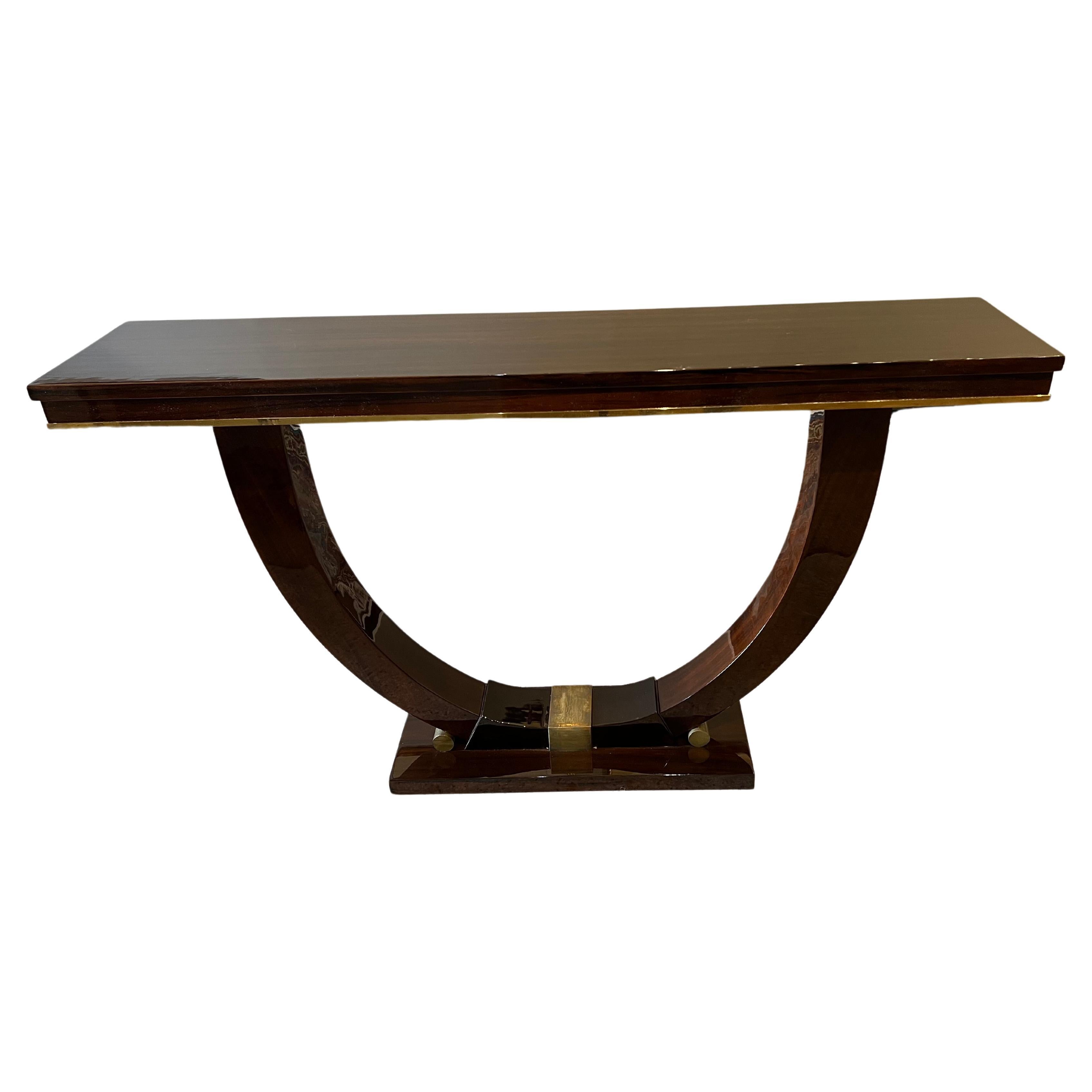 Art Deco French Console in Walnut Wood