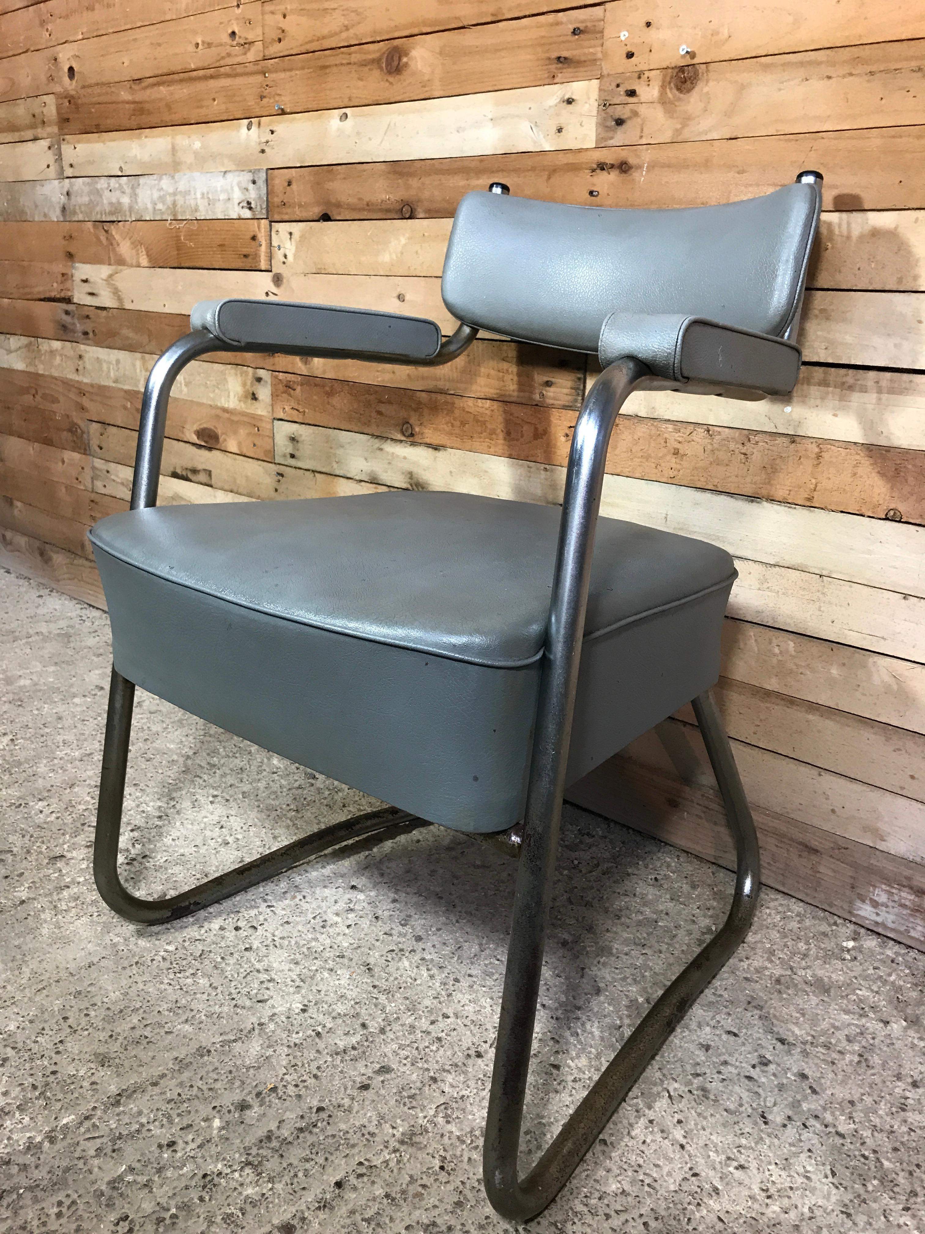 20th Century Art Deco French Counter Leave Armchair or Office Chair, 1930 For Sale