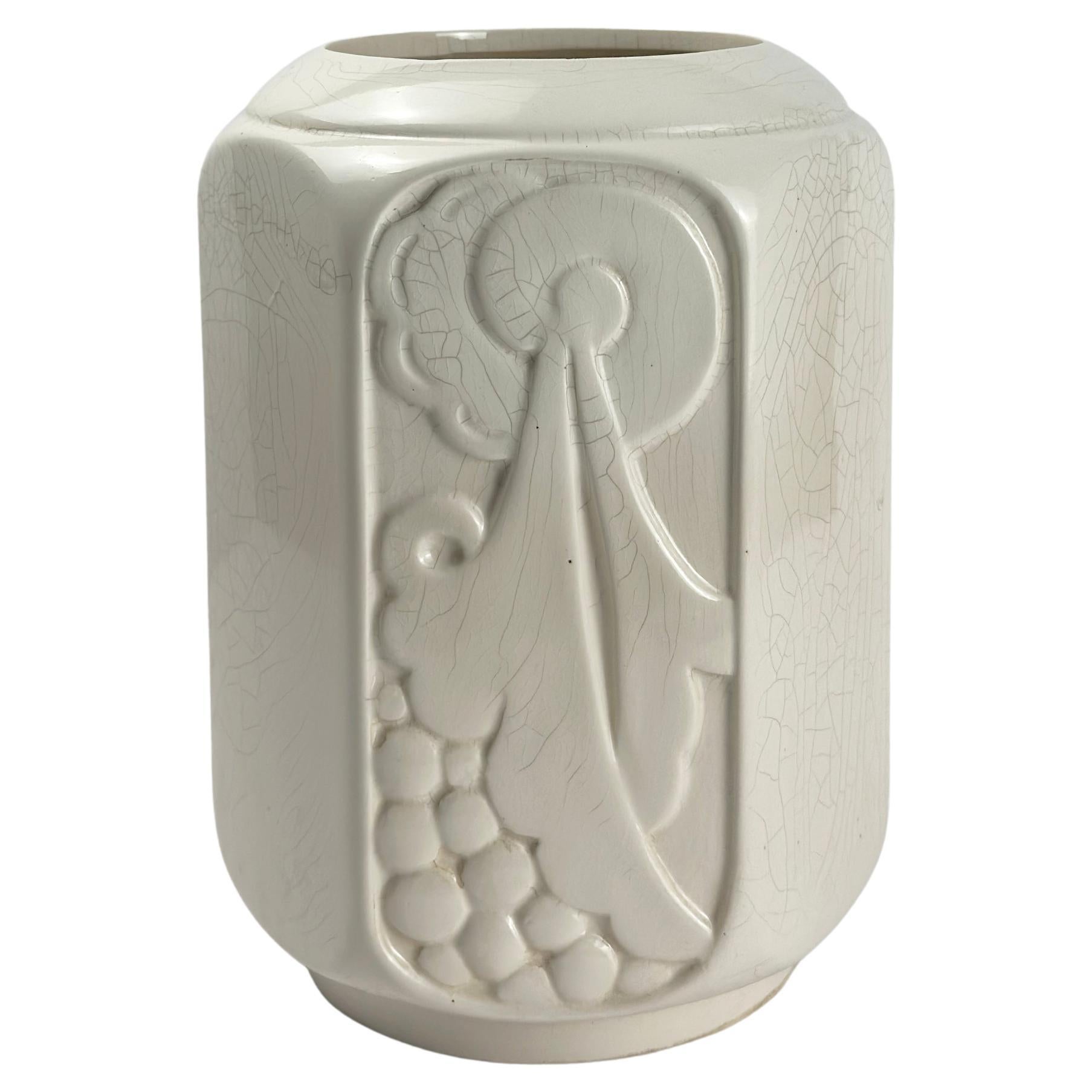 Vaso in ceramica craquelé francese Art Déco, anni '30