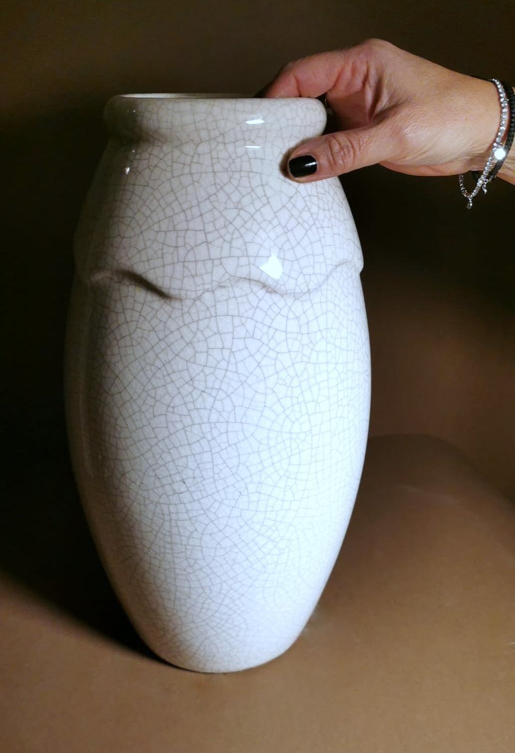 Art Deco French Craquelé Ceramic Vase 7