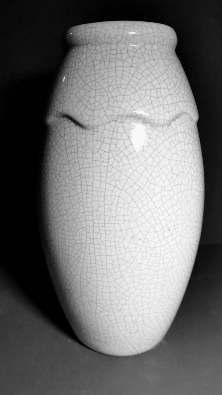 Art Deco French Craquelé Ceramic Vase For Sale at 1stDibs