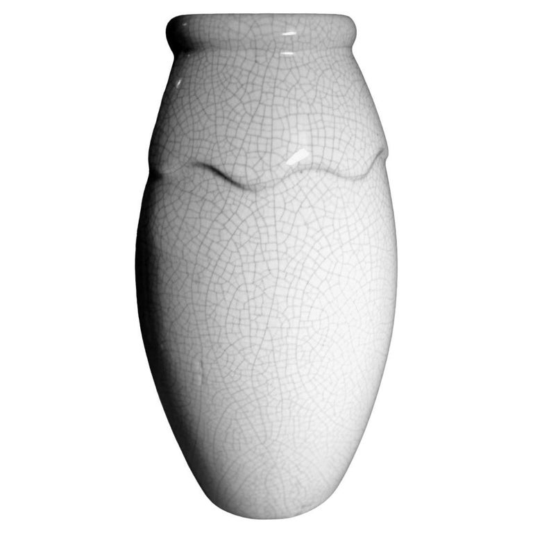 Art Deco French Craquelé Ceramic Vase For Sale at 1stDibs
