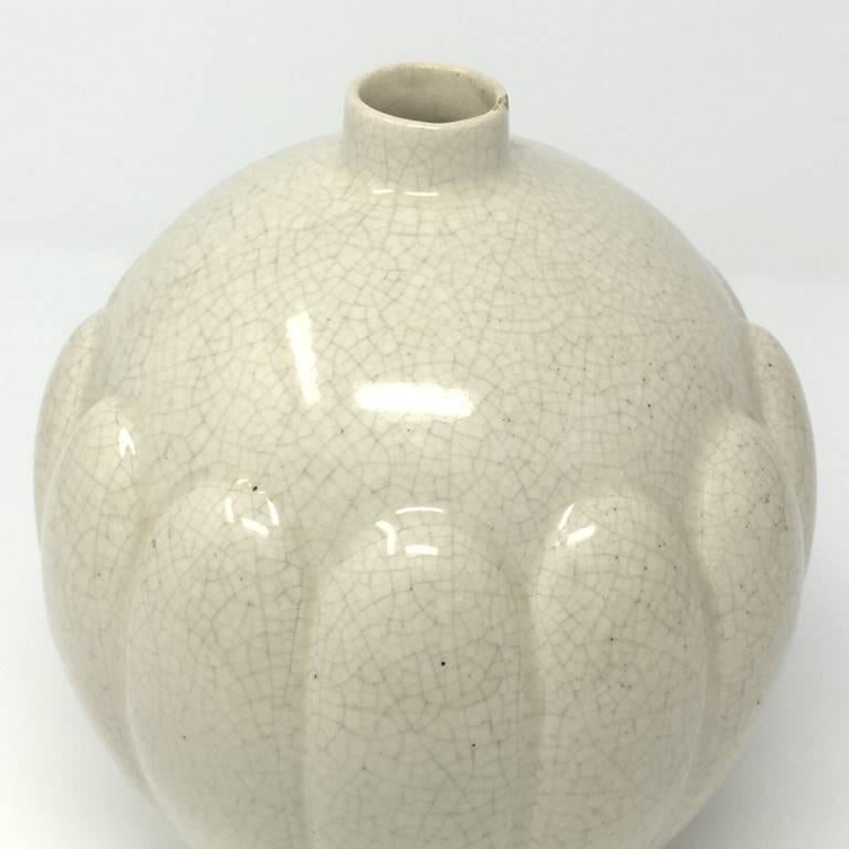 Art Deco French craquelè vase in ceramic, 1930.