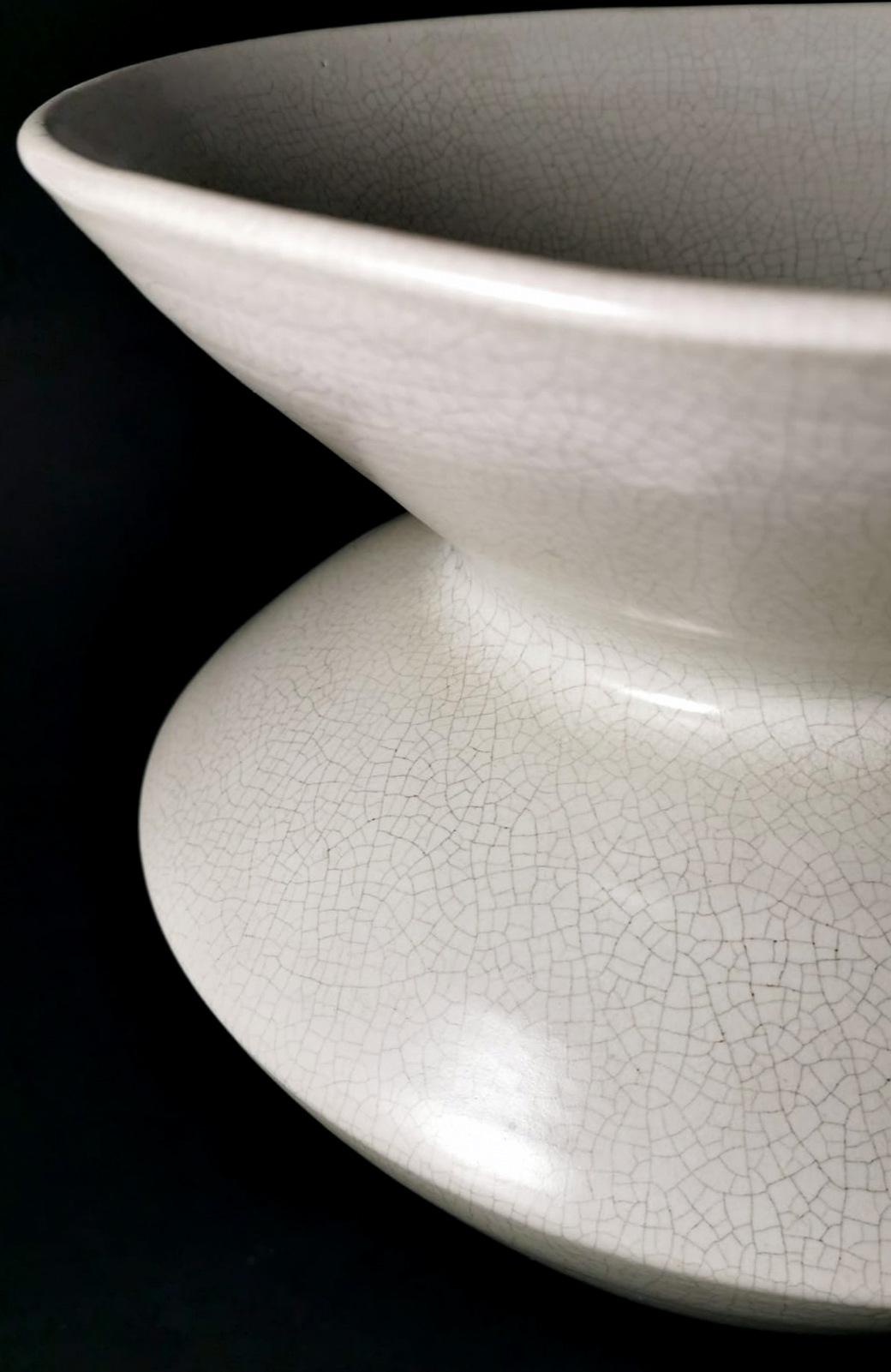 Art Deco French Craquelé White Ceramic Vase For Sale 5