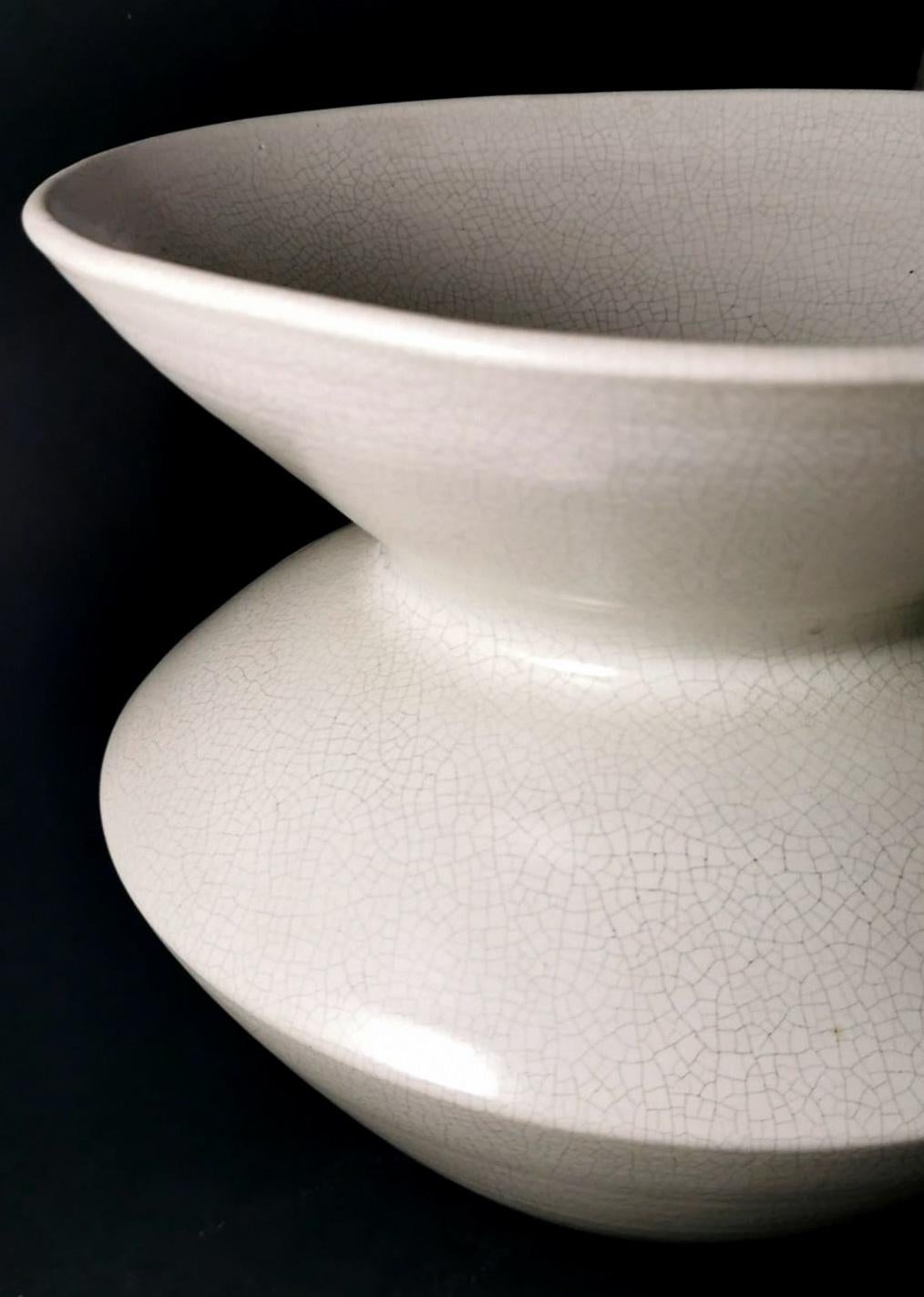 Art Deco French Craquelé White Ceramic Vase For Sale 6