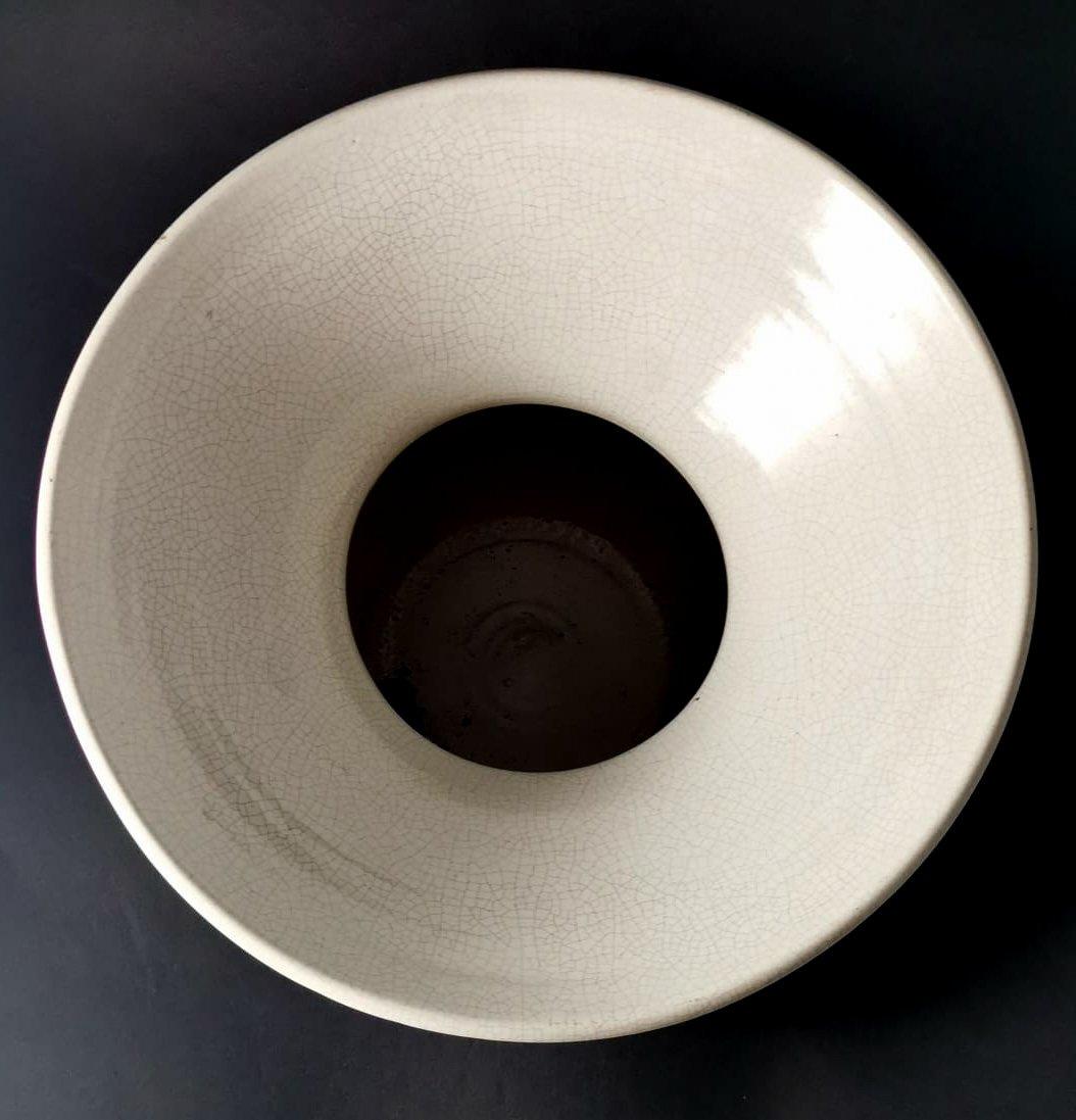 Art Deco French Craquelé White Ceramic Vase For Sale 7