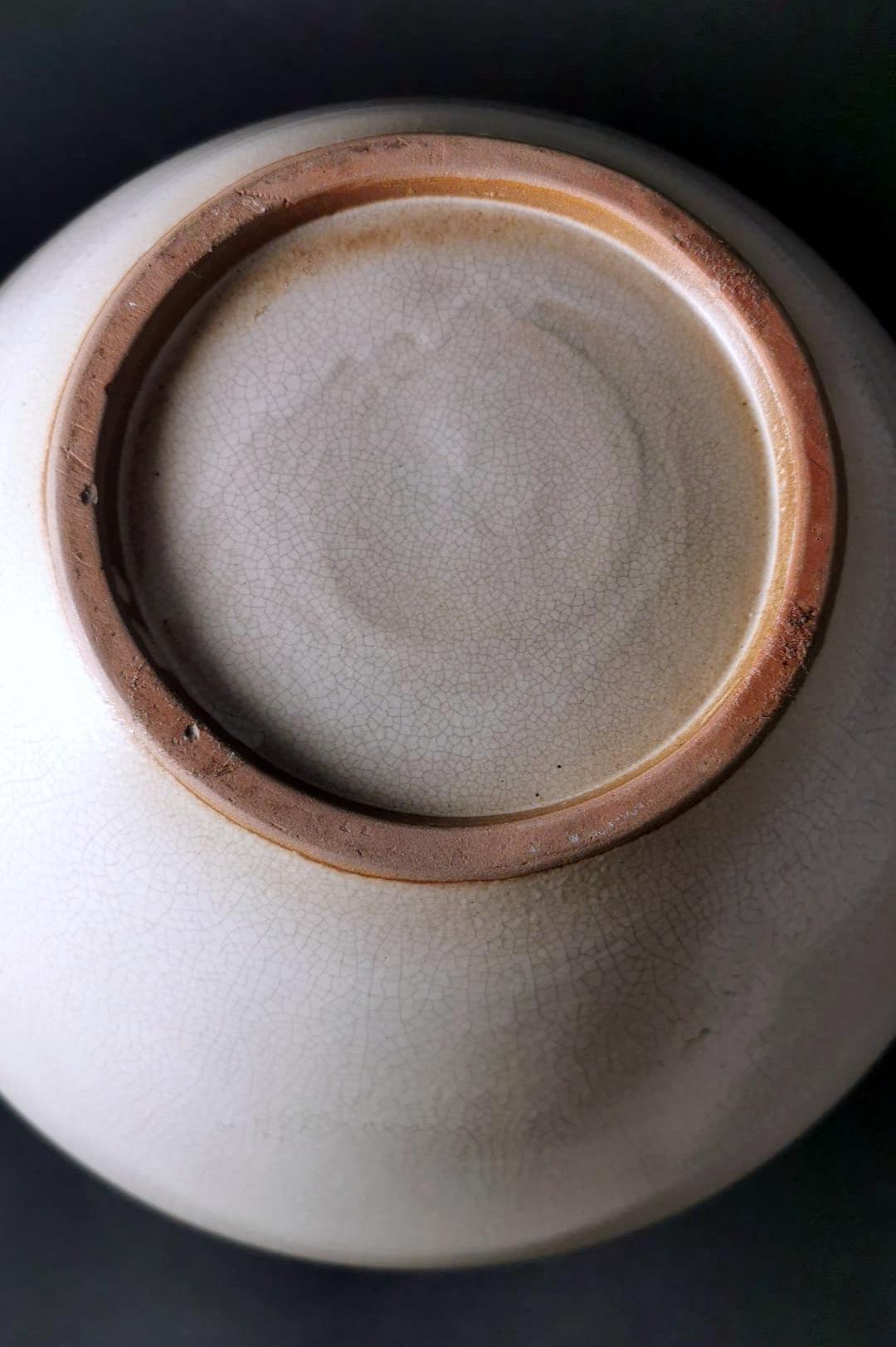 Art Deco French Craquelé White Ceramic Vase For Sale 9