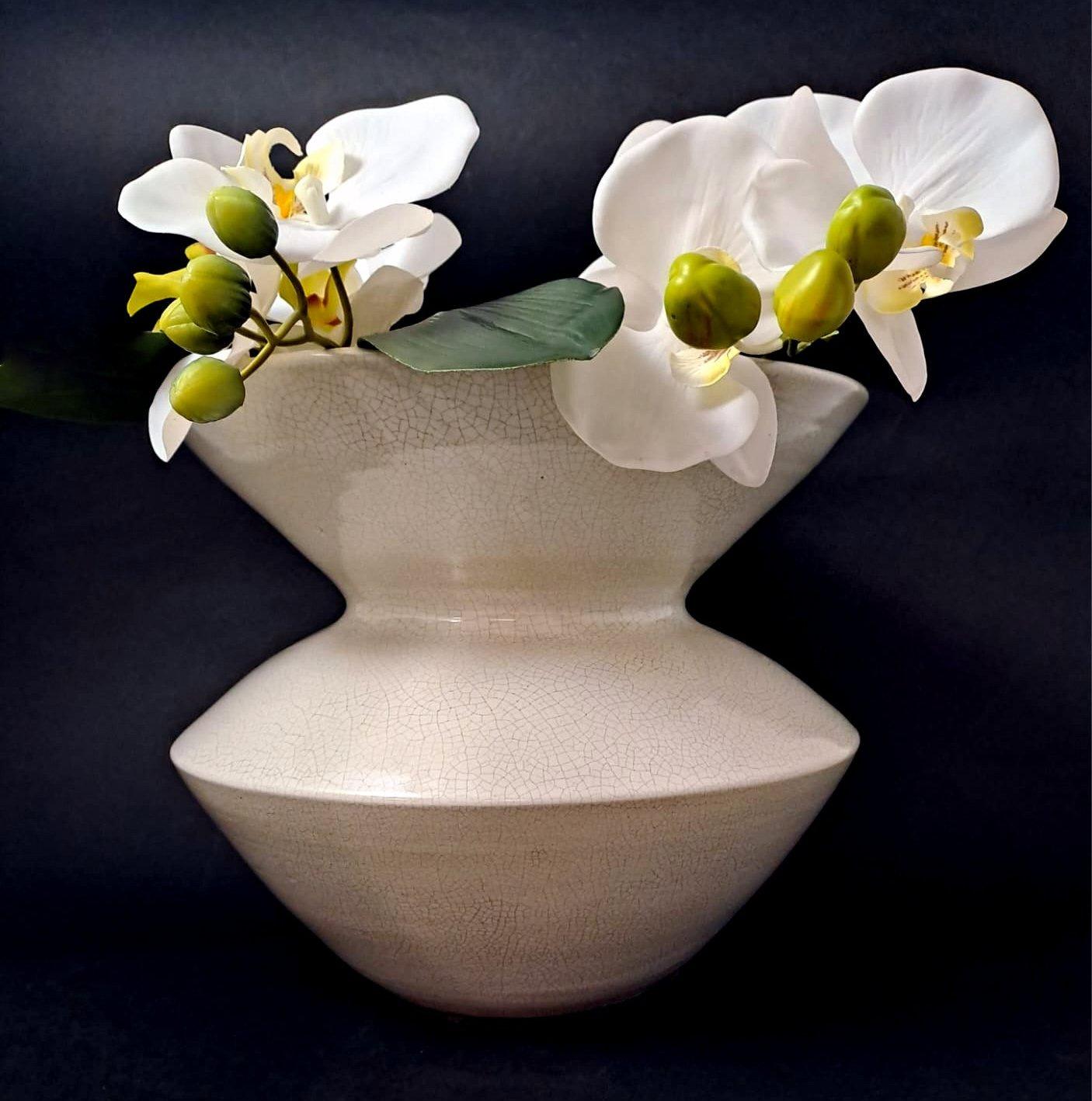 Art Deco French Craquelé White Ceramic Vase For Sale 10