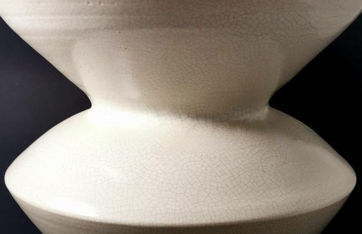 Art Deco French Craquelé White Ceramic Vase For Sale 2