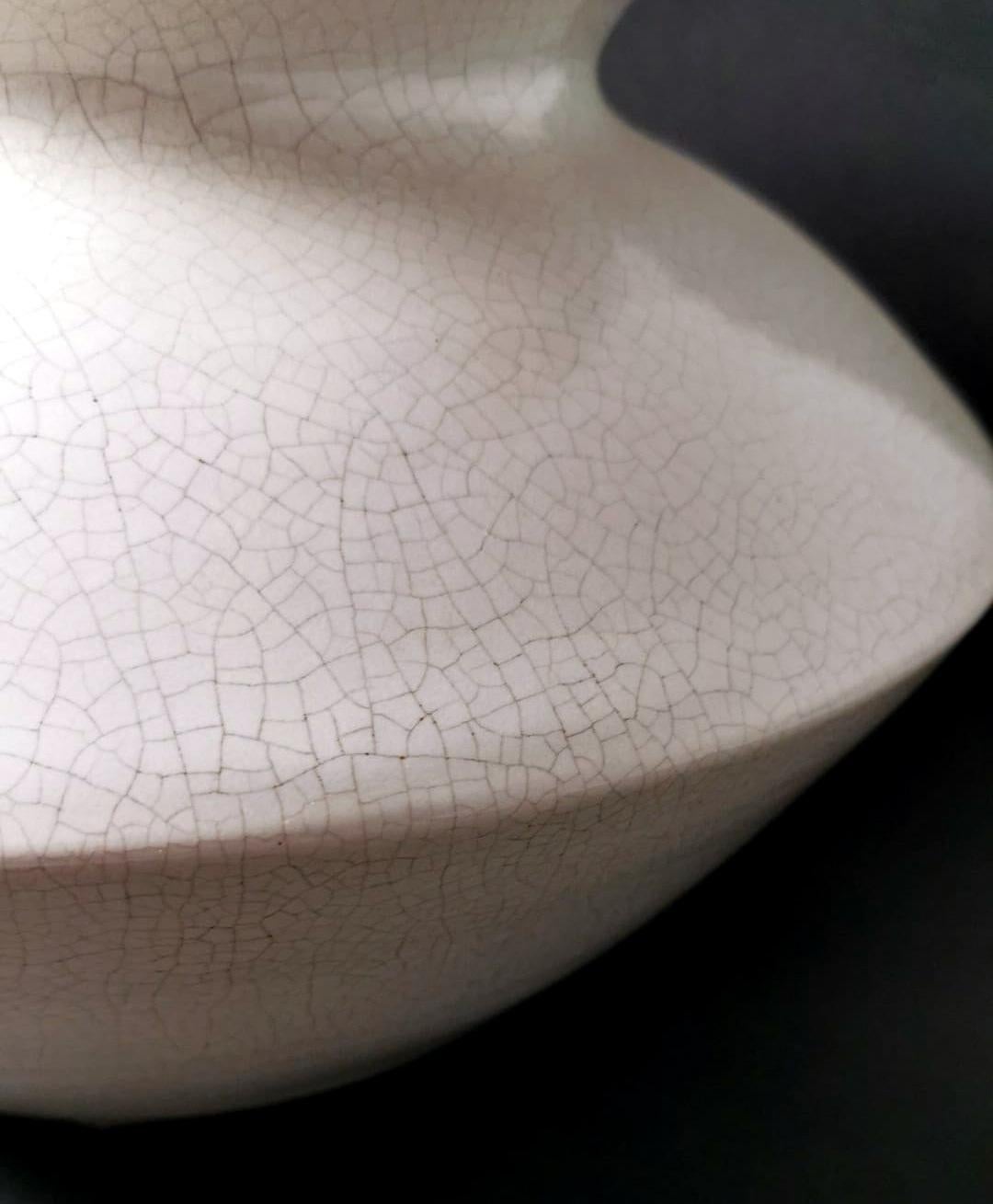 Art Deco French Craquelé White Ceramic Vase For Sale 4