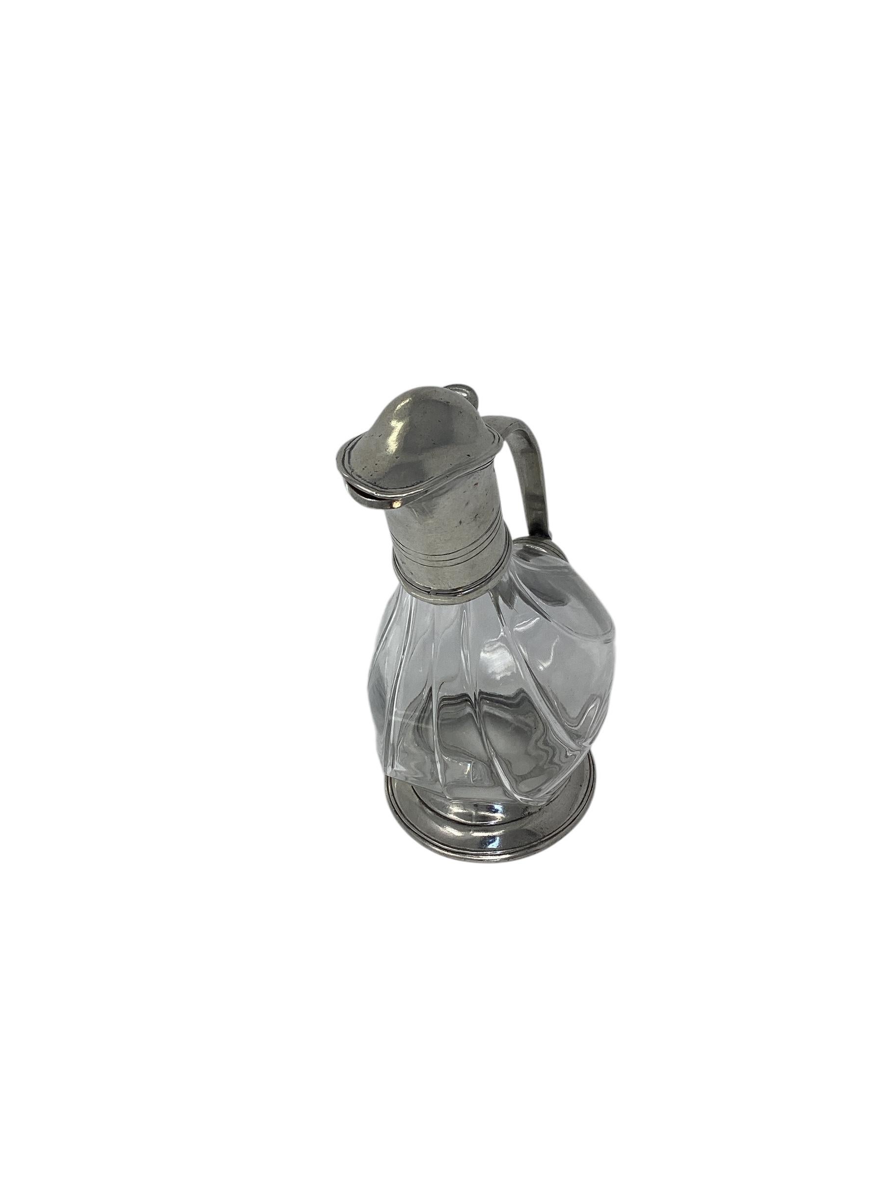 Art Deco French Crystal and Pewter Duck Decanter For Sale 2