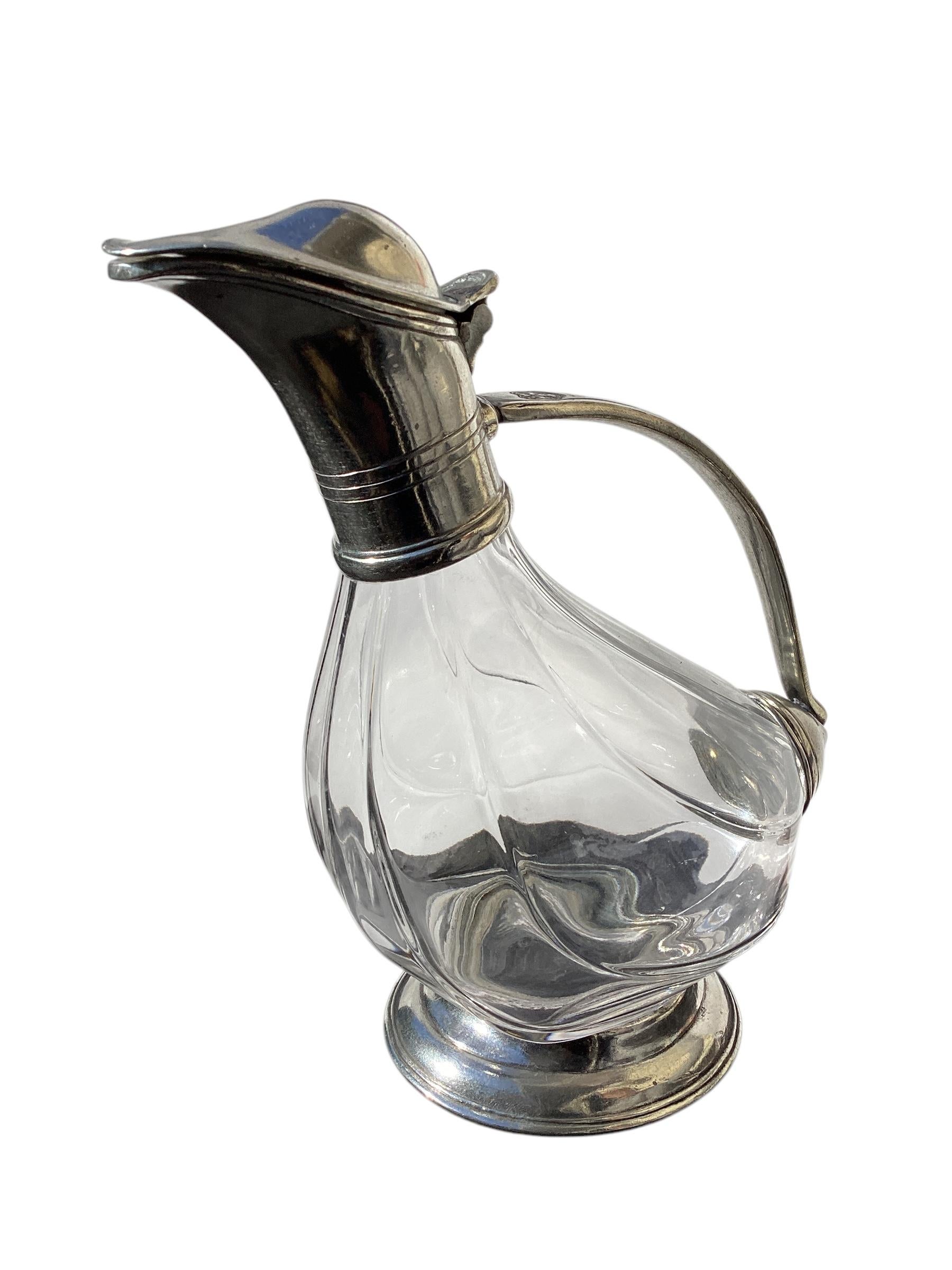 Art Deco French Crystal and Pewter Duck Decanter For Sale 5