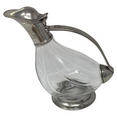Art Deco Französisch Kristall und Zinn Ente Dekanter