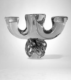 Art Deco French Crystal Candle Holder Crystal De Vannes Style