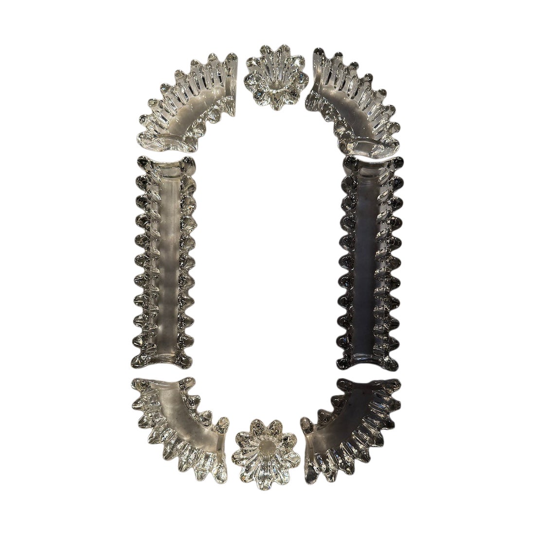 Art Deco French Crystal Centre Piece 8 Pieces including 2 Candle Holders For Sale