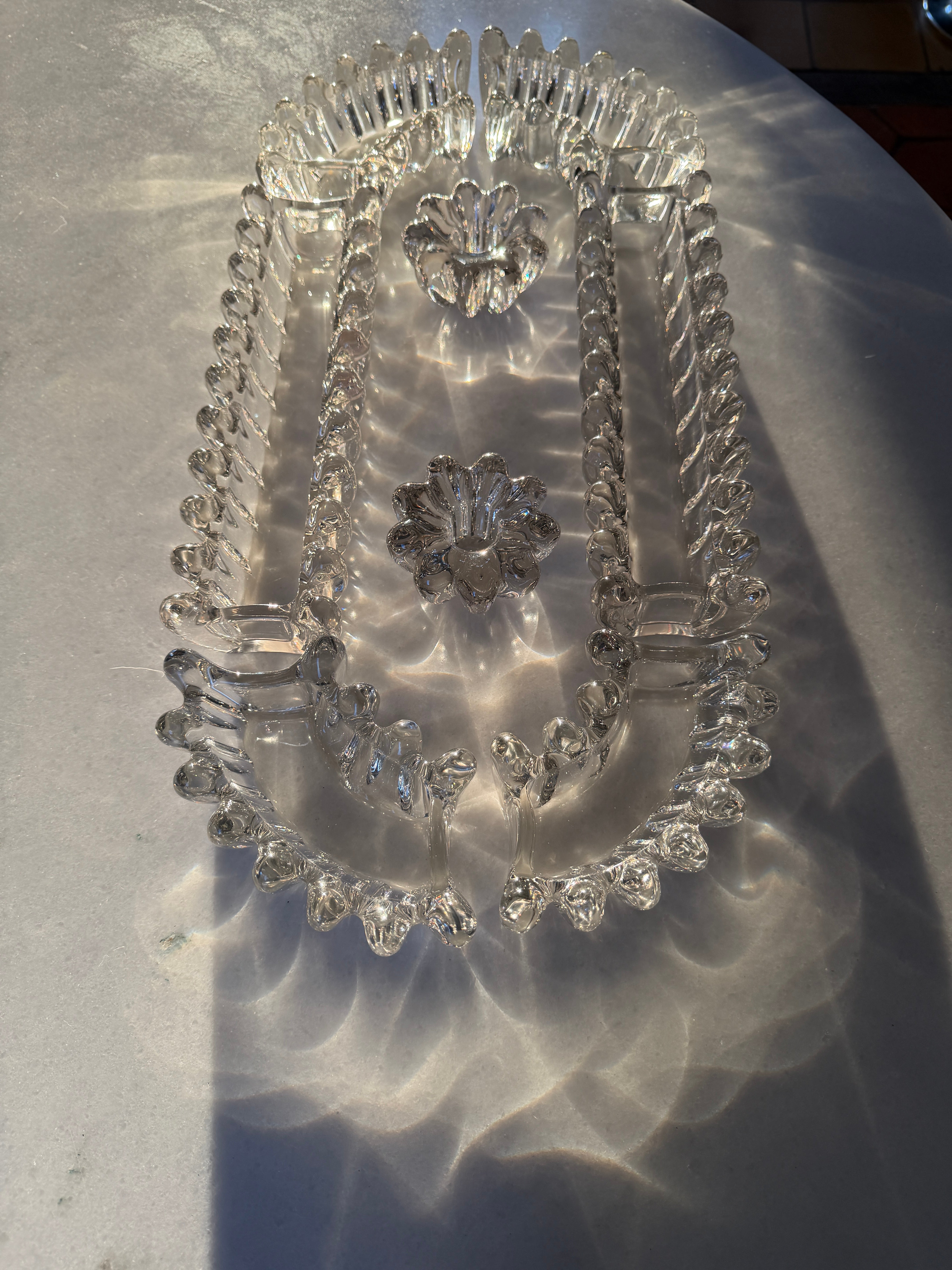 Art Deco French Crystal Centre Piece 8 Pieces including 2 Candle Holders