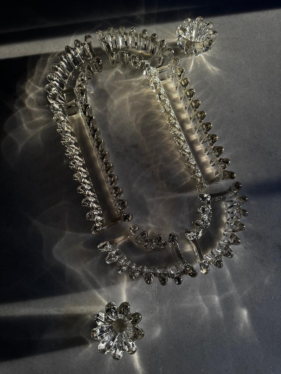 Art Deco French Bayel Crystal Centre Piece 8 Pieces 2 Candle Holders Circa 1925 7