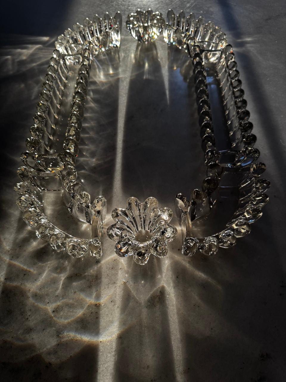 Art Deco French Bayel Crystal Centre Piece 8 Pieces 2 Candle Holders Circa 1925 1