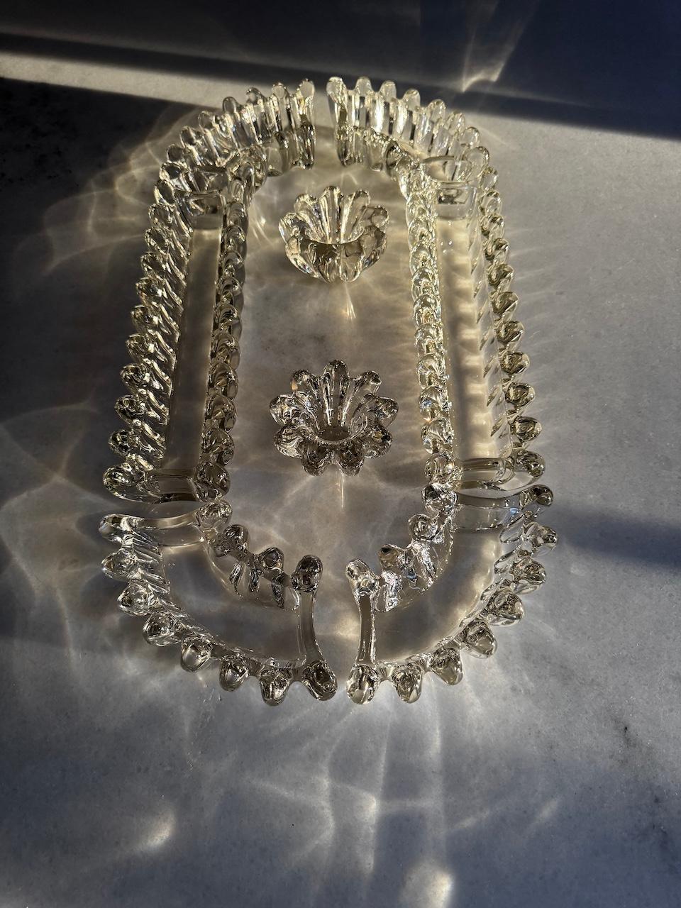 Art Deco French Bayel Crystal Centre Piece 8 Pieces 2 Candle Holders Circa 1925 3