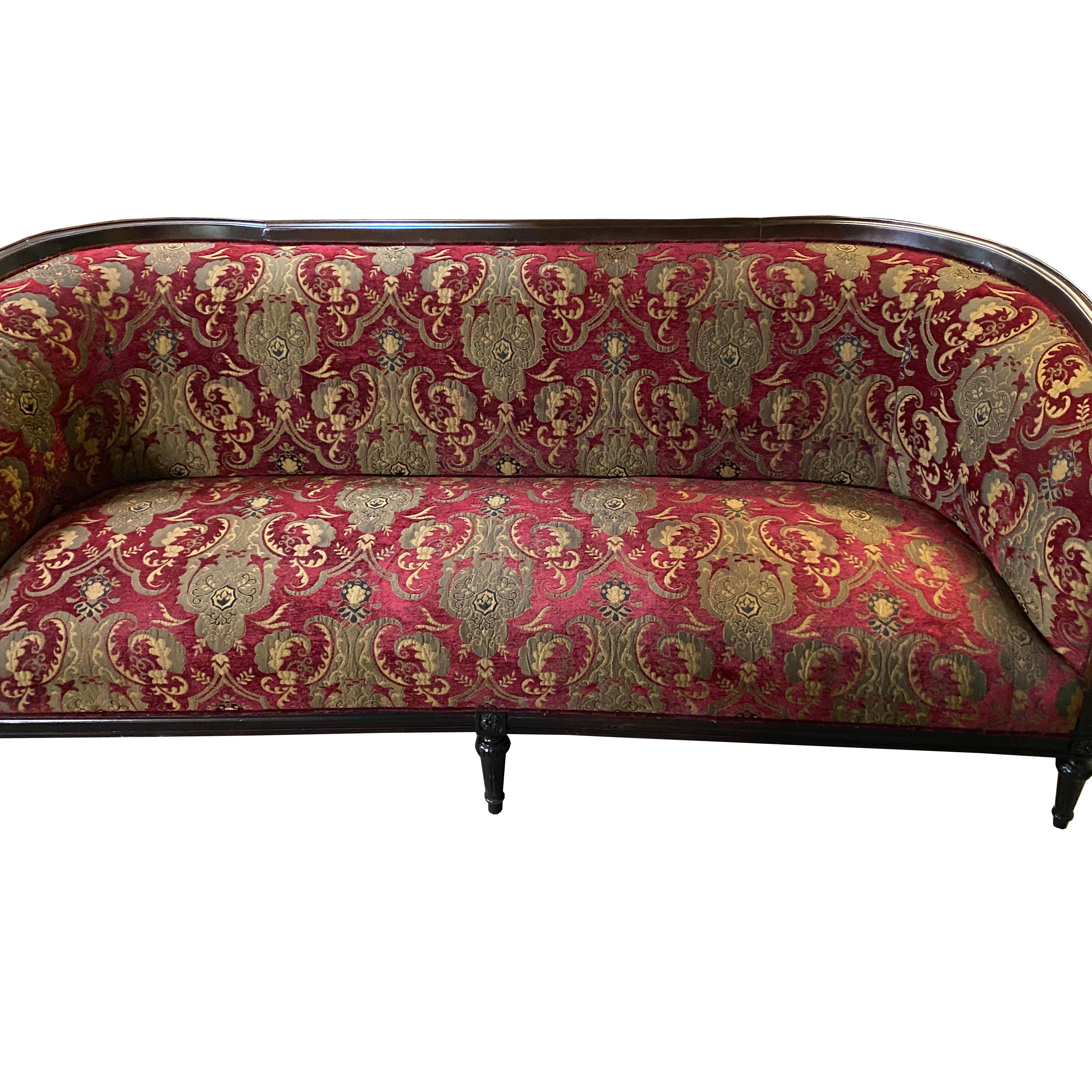 North American Art Deco French Curved Sofa