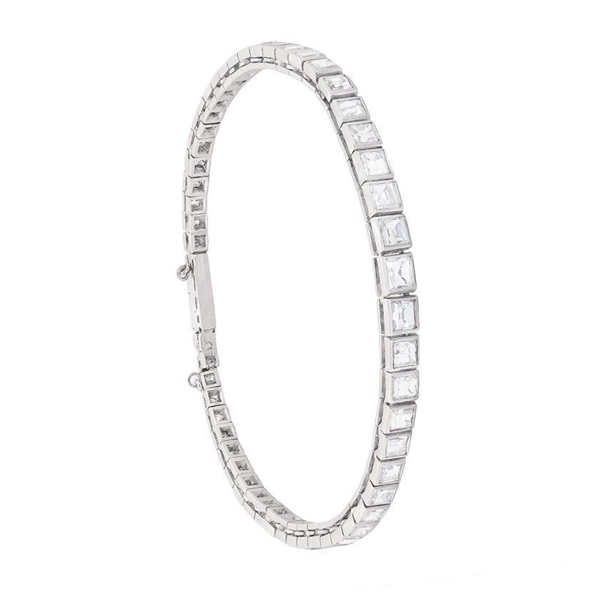 Art Deco French Cut Diamond Line Bracelet, circa 1920s For Sale