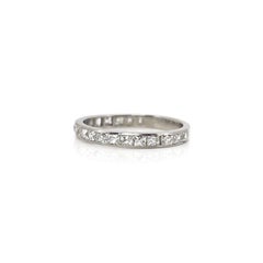 Art Deco French Cut Diamond Ring, Platinum, 0.90 ct, Size 6.75