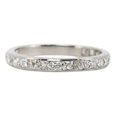 Art Deco French Cut Diamond Ring, Platinum, 0.90 ct, Size 6.75