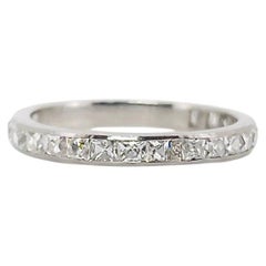 Art Deco French Cut Diamond Ring, Platinum, 0.90 ct, Size 6.75