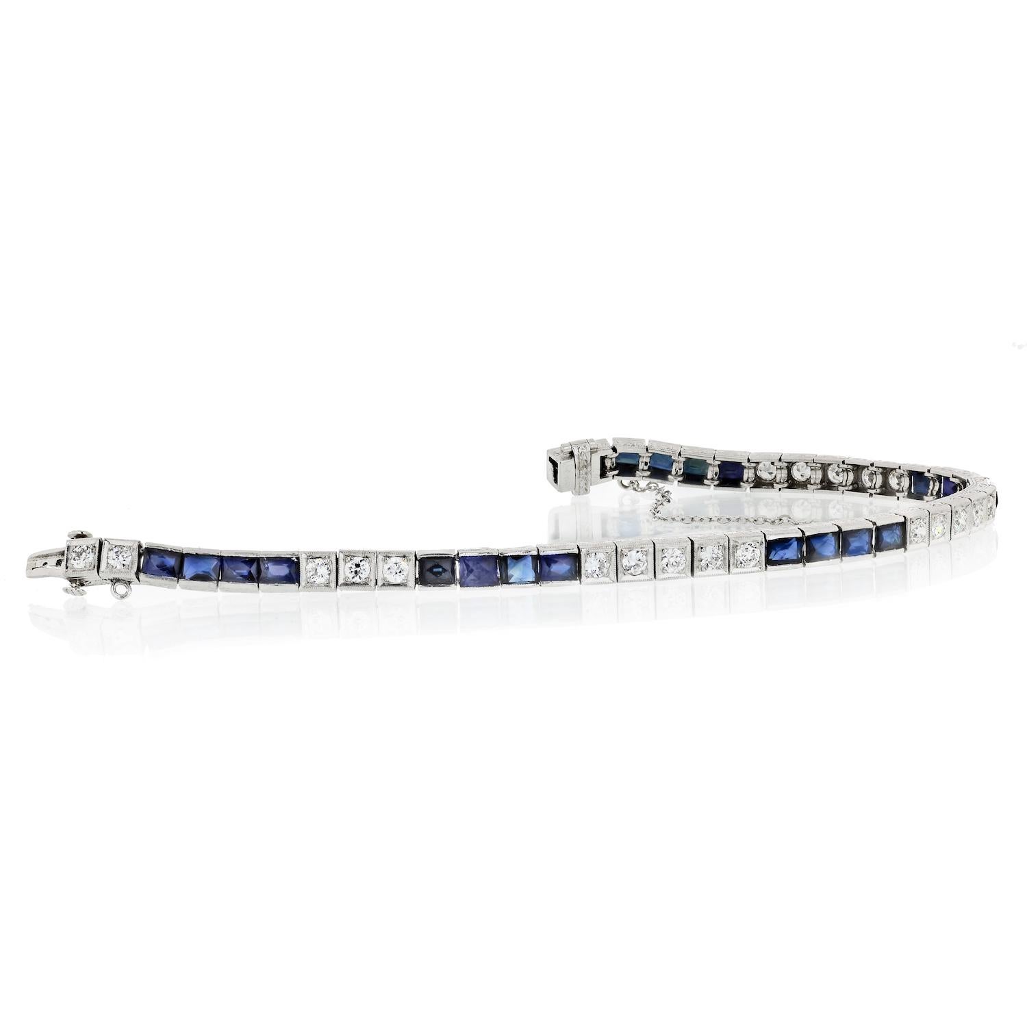 art deco platinum diamond and sapphire bracelet