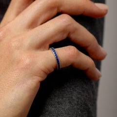 Bracelet d'éternité Art déco en platine et saphir de taille française