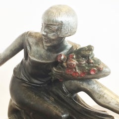 Art Deco French Dancer Lamp on Marble Base