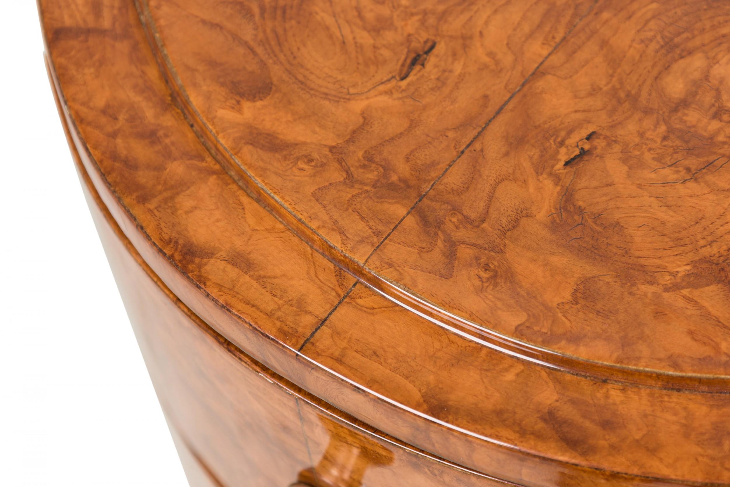 Art Deco French Demilune Burl Wood 2-Drawer End / Side Table 6