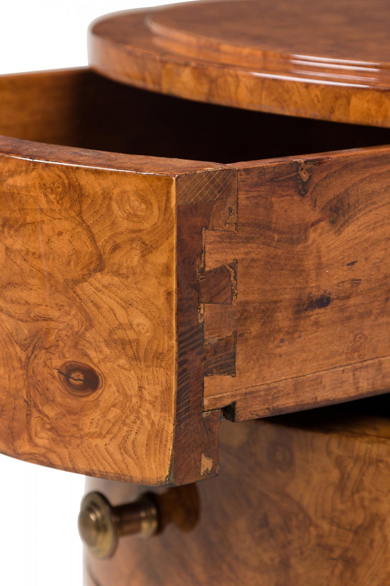 Art Deco French Demilune Burl Wood 2Drawer End / Side Table For Sale